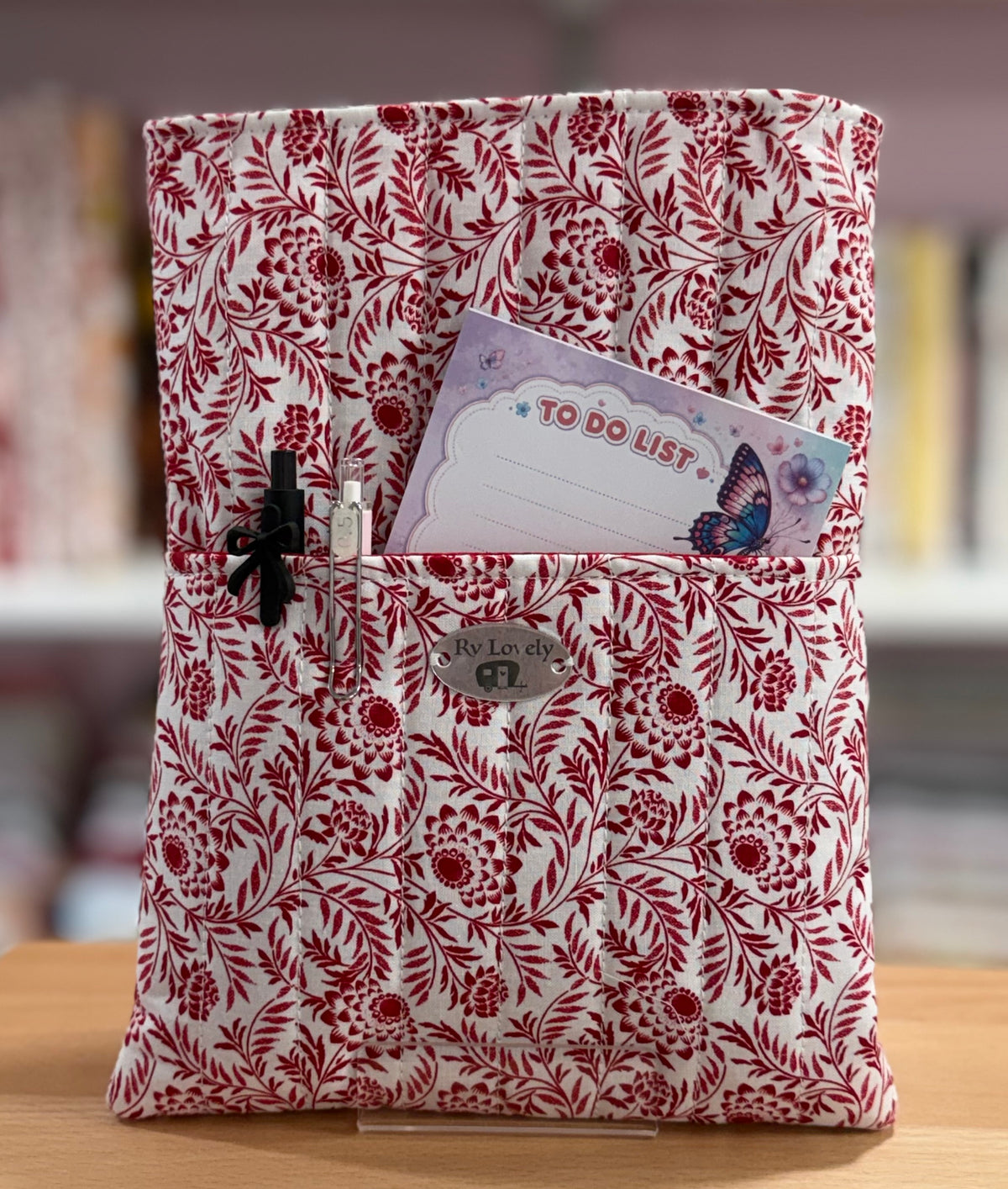 Vintage Crimson Blooms Medium Book Sleeve