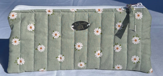 Sage-Green Daisy Pencil Pouch