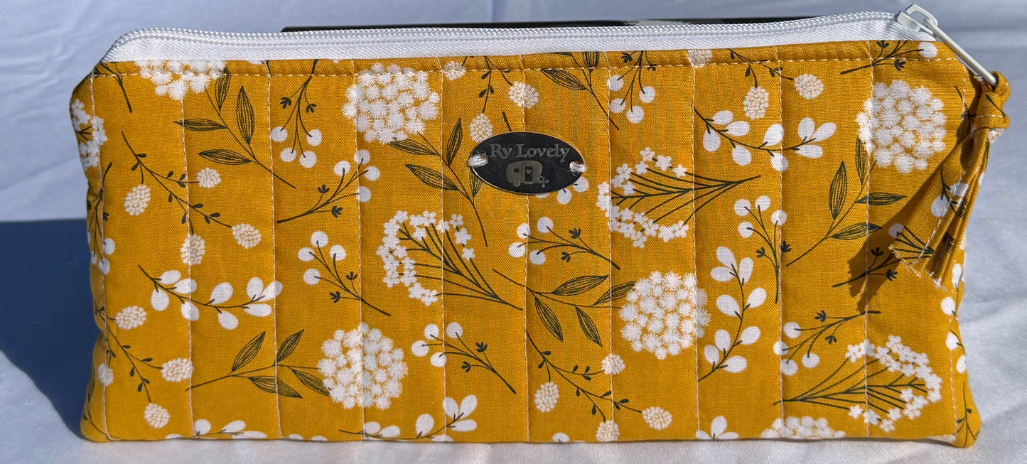Mustard Floral Pencil Pouch