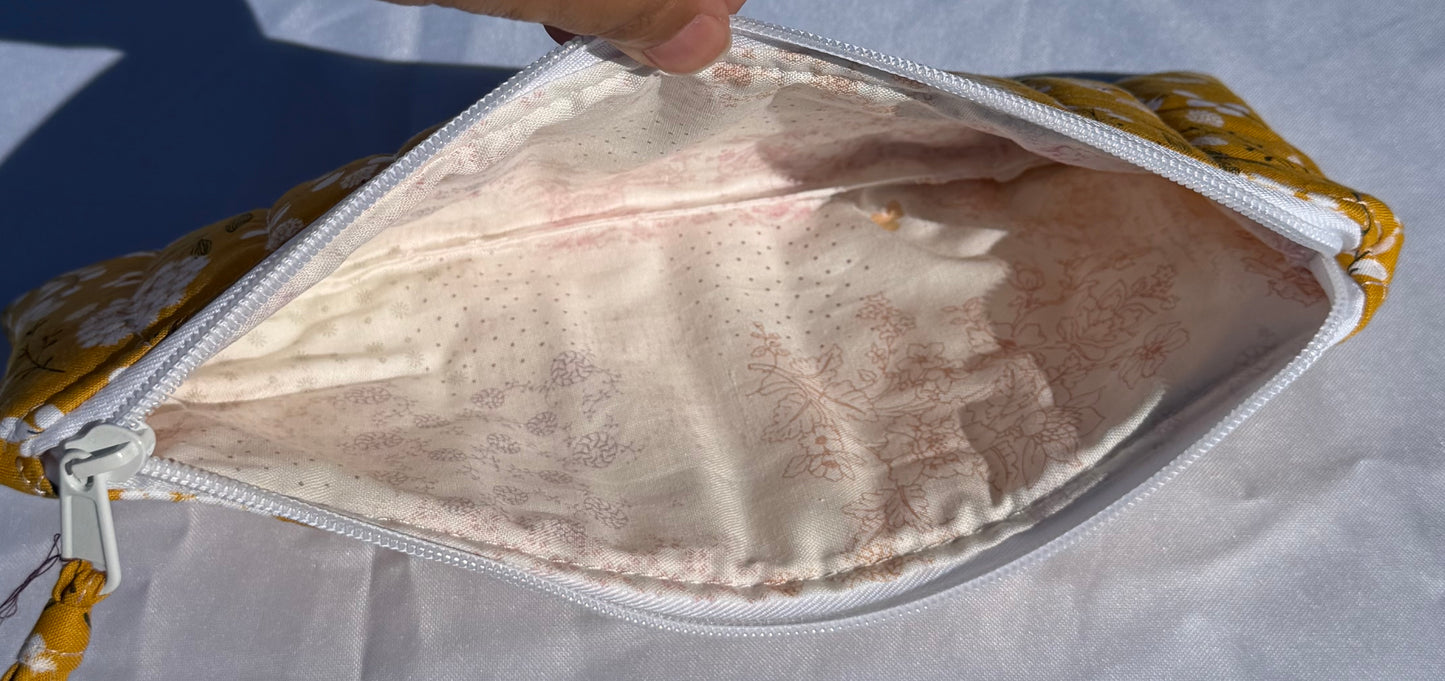 Mustard Floral Pencil Pouch