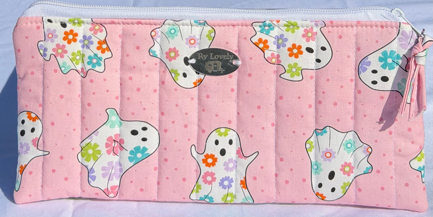 Pink Floral Ghost Pencil Pouch
