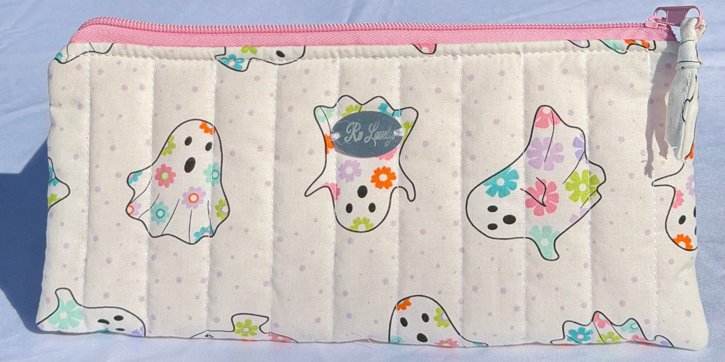 Floral White Ghost Pencil Pouches