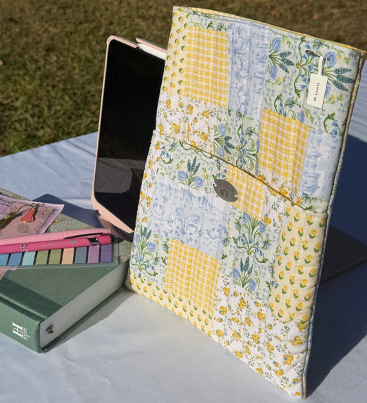 Large Yellow, Blue, Green Patchwork Book/Ipad Sleeve