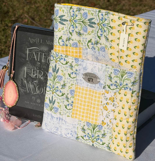 Yellow,Green,Blue Patchwork Small Book/Kindle/Mini IPad Sleeve