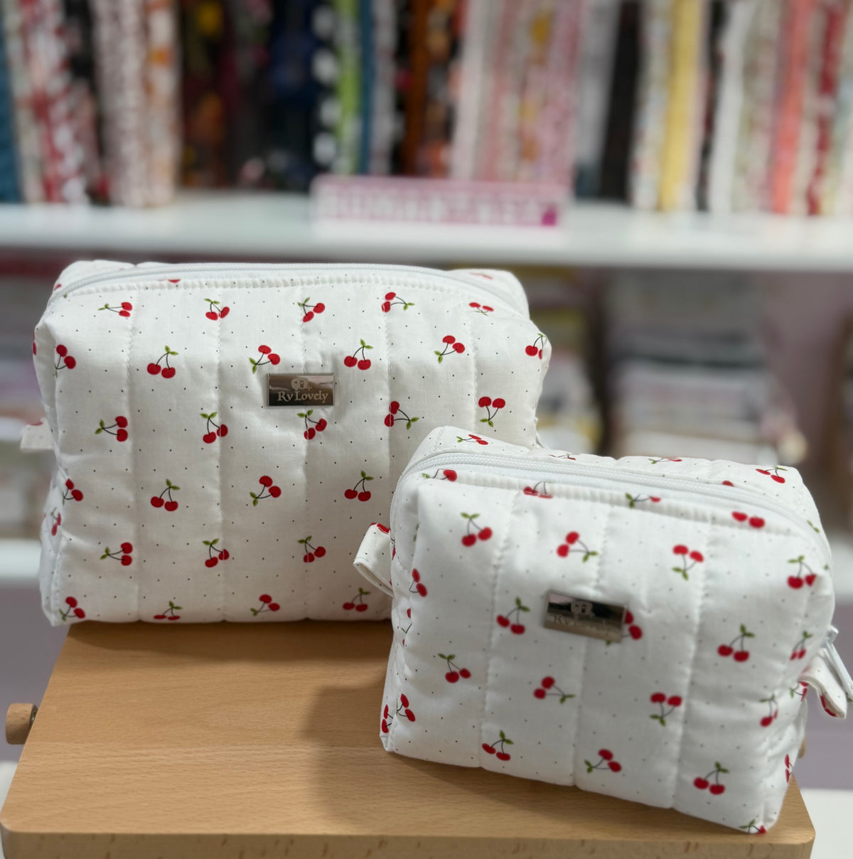 Sweet Cherry Quilted Set Boxy Bag